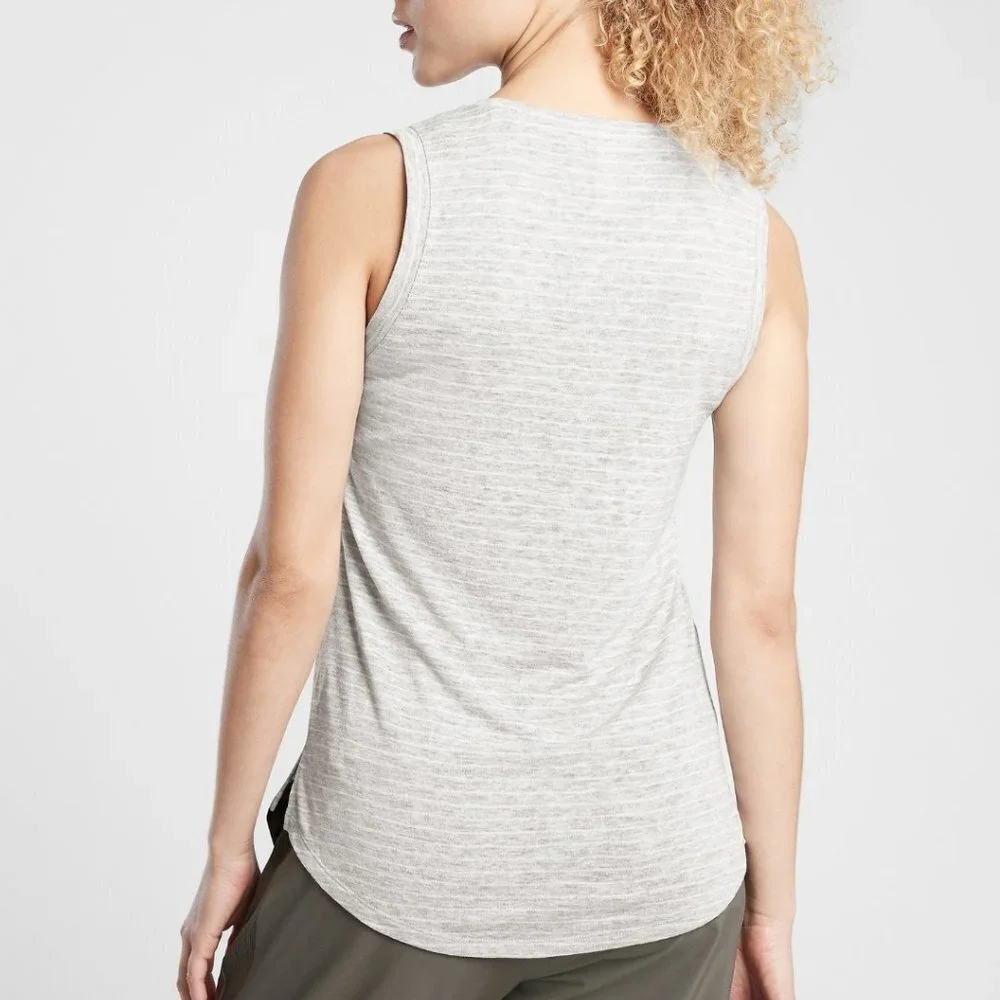 Athleta Breezy Tank Grey Marled Stripe Sleeveless XS‎ Top - Picture 2 of 8
